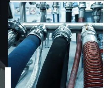Industrial hoses connected to metal fittings