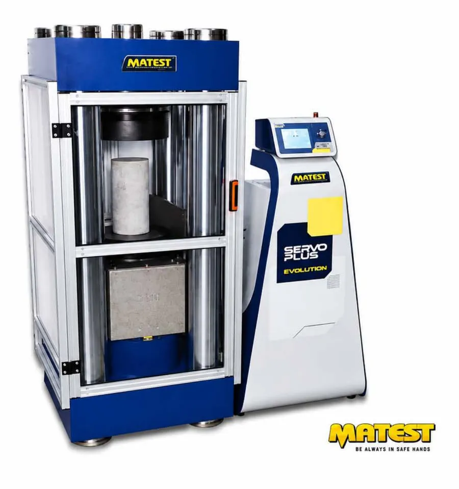Blue and white compression testing machine