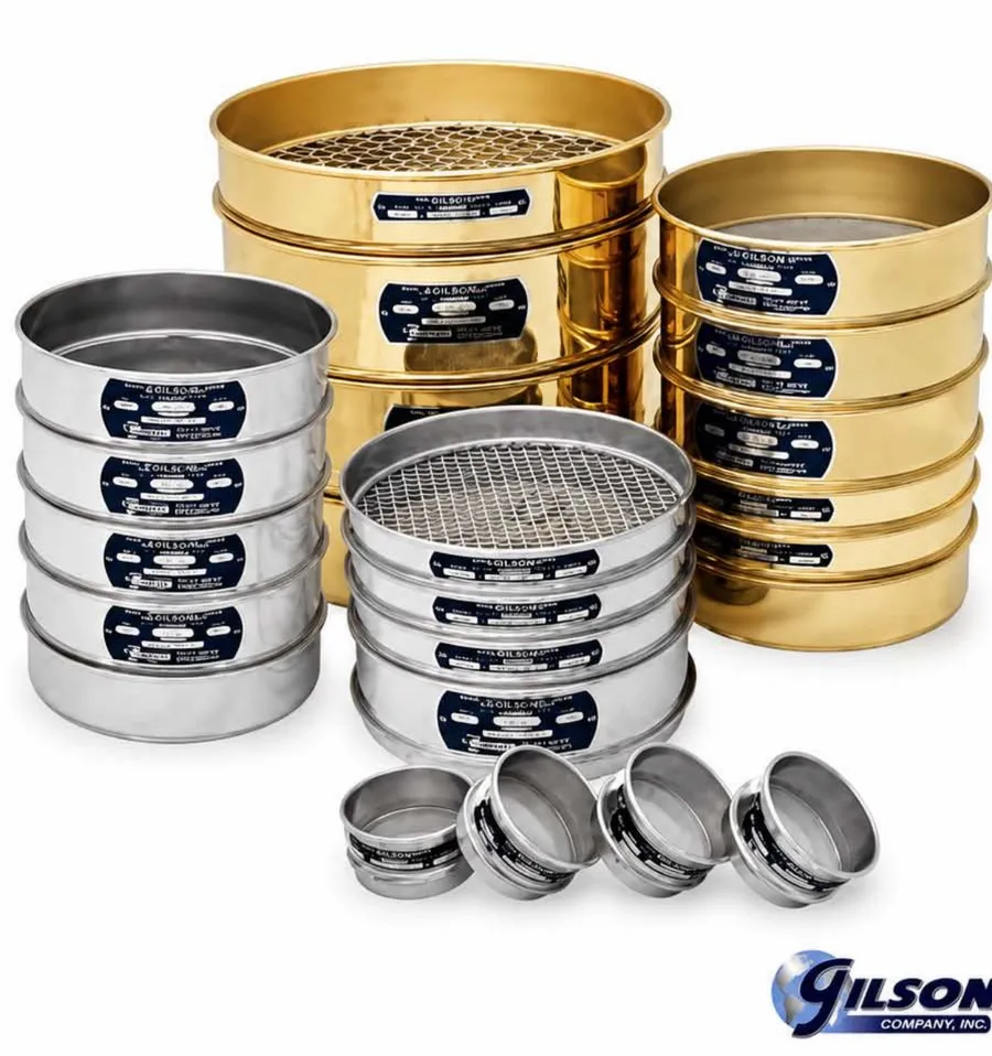 Stacked laboratory test sieves