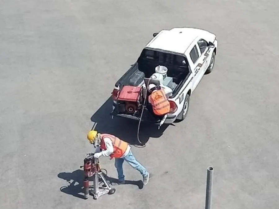 Core drilling from a small boat