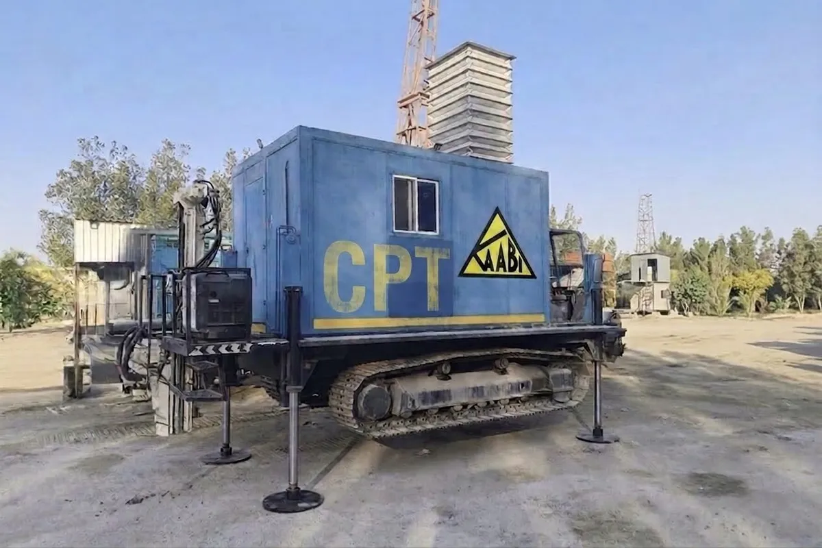 Cone penetration testing rig in the field